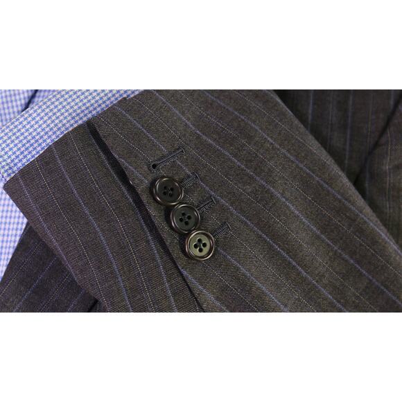 Borrelli Napoli Gray Striped Wool Suit Jacket Blazer Flawed 36S - Picture 7 of 14